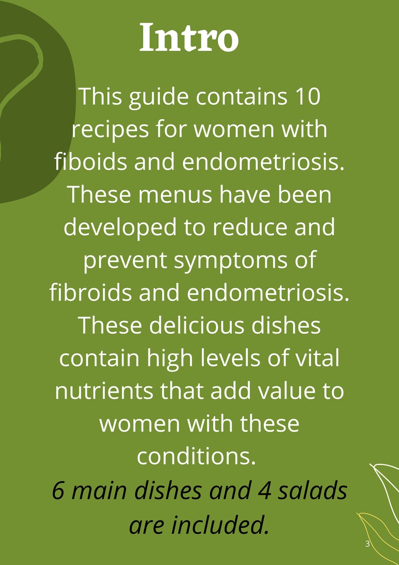 Fibroids Recipe Book Recipes for Fibroids Endometriosis Recipe Book