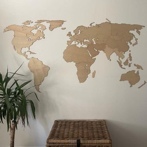 Carte du monde imprimée sur bois MAPPY coloris blanc - Conforama