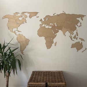 Carte du monde murale en bois/ Planisphère