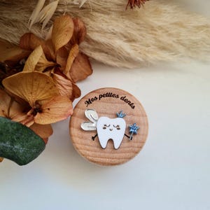 Personalisierbare Babyzahnbox, 100 % französische Fertigung Dent fée argent/bleu