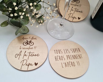 Sous verre en bois personnalisées fête des papas