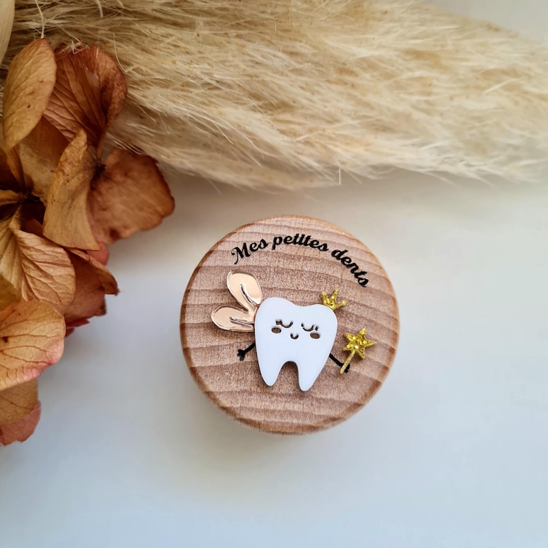 Personalisierbare Babyzahnbox, 100 % französische Fertigung Dent fée rose/doré
