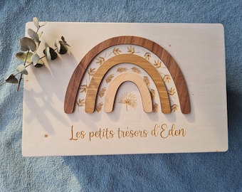 Caixa de memórias da natureza, presente de nascimento personalizado/personalizável