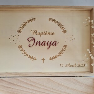 boîte de Baptême personnalisée personnalisable en bois, boîte pour dragées, boîte souvenir image 9