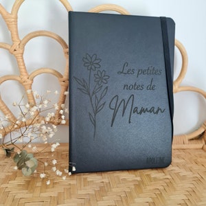 Cuaderno de día de la madre A5 de cuero PU negro personalizado