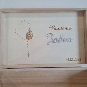 boîte de Baptême personnalisée personnalisable en bois, boîte pour dragées, boîte souvenir image 8