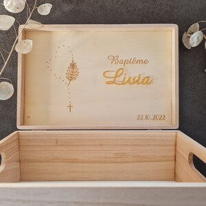 boîte de Baptême personnalisée personnalisable en bois, boîte pour dragées, boîte souvenir image 7