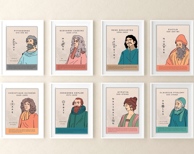 Famous Mathematicians Posters (set of 8) Printable, Math Classroom ...