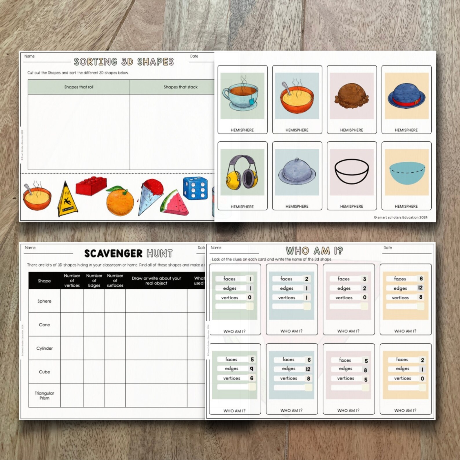 3D Shapes in the Real World Printable Flashcards for Kids With ...
