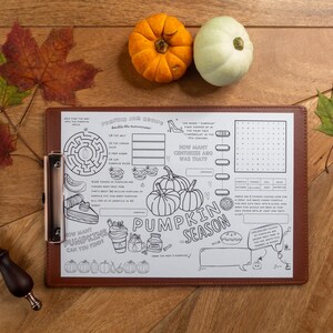 Math Coloring Pages, Autumn Worksheets for Upper Grades - Fall Classroom and Homeschool Activities with Pumpkins, Party Placemats