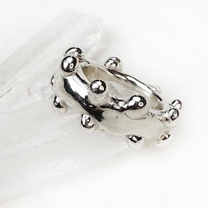 Chunky Molten Sterling Silver Ring: Melted Bubble Band