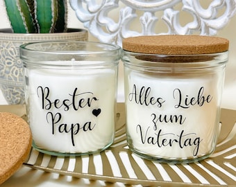 Bester Papa | Vatertag, Kerze im Glas | Duftkerze personalisiert mit Deckel, moderne Kerze