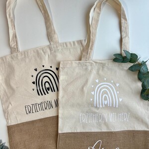 Erzieherin mit Herz | Abschiedsgeschenk Kita | Geschenk für Erzieherinnern | personalisierter Beutel  | Dankeschön Krippe und Kindergarten