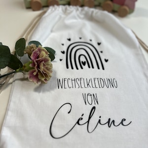 Wäschebeutel Krippe |Wechselkleidung Kita | Geschenk zum Kitastart | Stoffbeutel Kindergarten | Turnbeutel | Personalisierung | Regenbogen