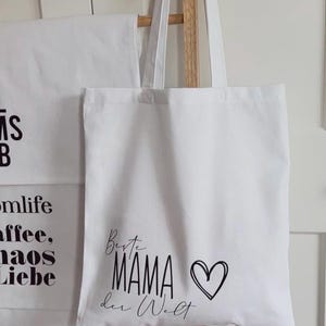 Baumwollbeutel Beste Mama der Welt - Geschenk Muttertag -  Stofftasche mit langen Henkeln - Mama Jutebeutel - Geschenkidee Mama