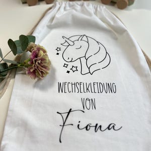 Wäschebeutel Krippe | Wechselkleidung Kita | Geschenk zum Kitastart | Stoffbeutel Kindergarten | Turnbeutel | Personalisierung | Einhorn