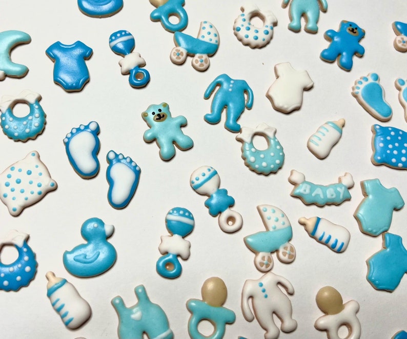 1:6 Scale Baby Shower Cookies - Dark Blue Complete Set of 18 for 11-12 ...