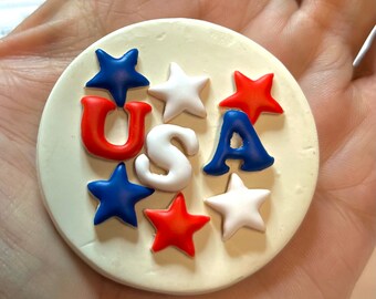 1:12 Scale Red, White and Blue Stars 4th of July or Memorial Day Cookies (6) for Dollhouse Miniatures