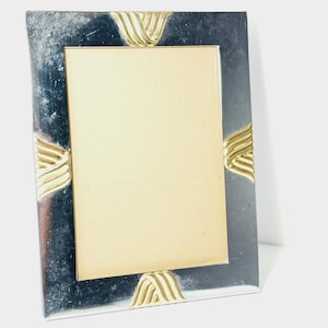 Art Deco Chrome & Brass Color Picture Frame - Vintage Silver Gold Photo Frame 4x6 - Wedding Gift- Anniversary Gift