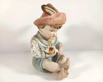 Andrea By Sadek Bisque Porcelain Boy Figurine - Vintage Figurine-Perfect for Baby Shower Decor