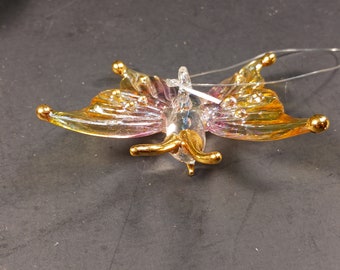 Russ Berrie Hand-Blown 14k Gold Trimmed Butterfly Ornament - Vintage Collectible in Original Box