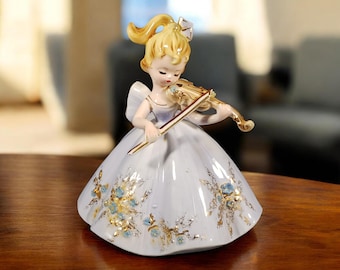 Josef Originals Girl With Violin Musical Figurine With Foil