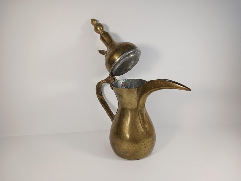 Vintage Handmade Brass Dallah Coffee Pot Middle Eastern Brass Teapot 10