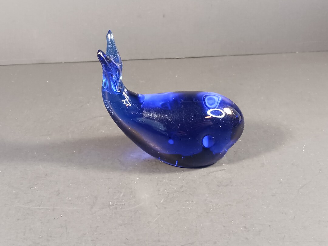 Picture of Art Glass Blue Whale Hand Blown Cobalt Blue Glass Whale Figurine ...