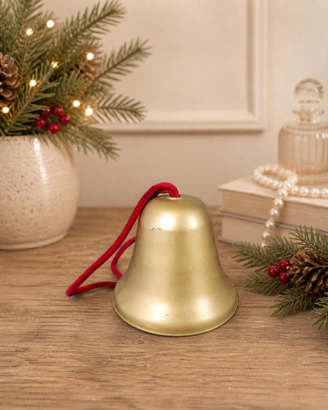 Large Vintage Metal Gold Bell Rustic Christmas Decor – Scratches as ...