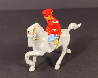 Vintage Military Rider Figurine Barclay Manoil Style Cast Metal Horse- Christmas Decor- Train Layouts