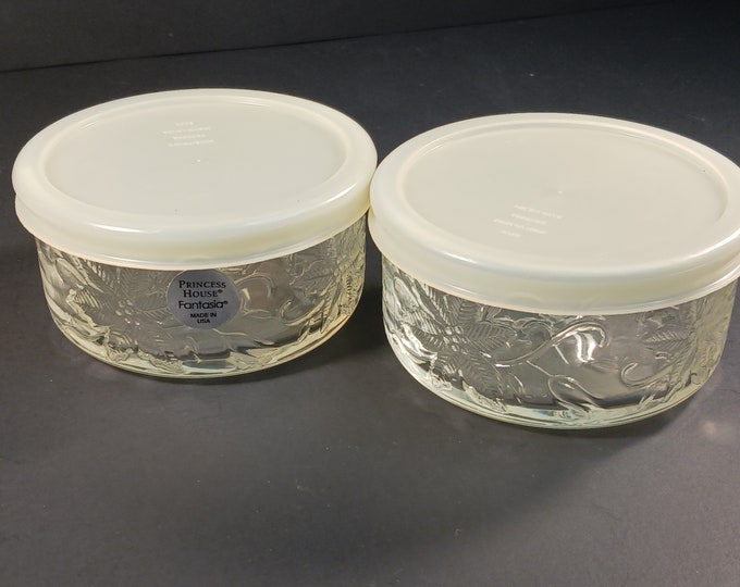 Set of Vintage Princess House Fantasia Crystal Bowl Ramekins With Lids