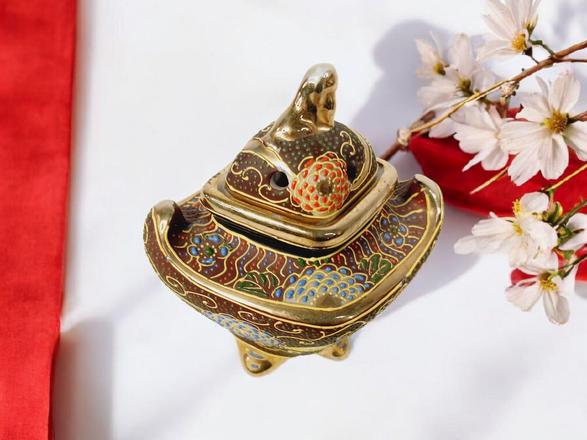 Vintage Bronze Incense Holder - Lotus Flower Design For Home Meditation