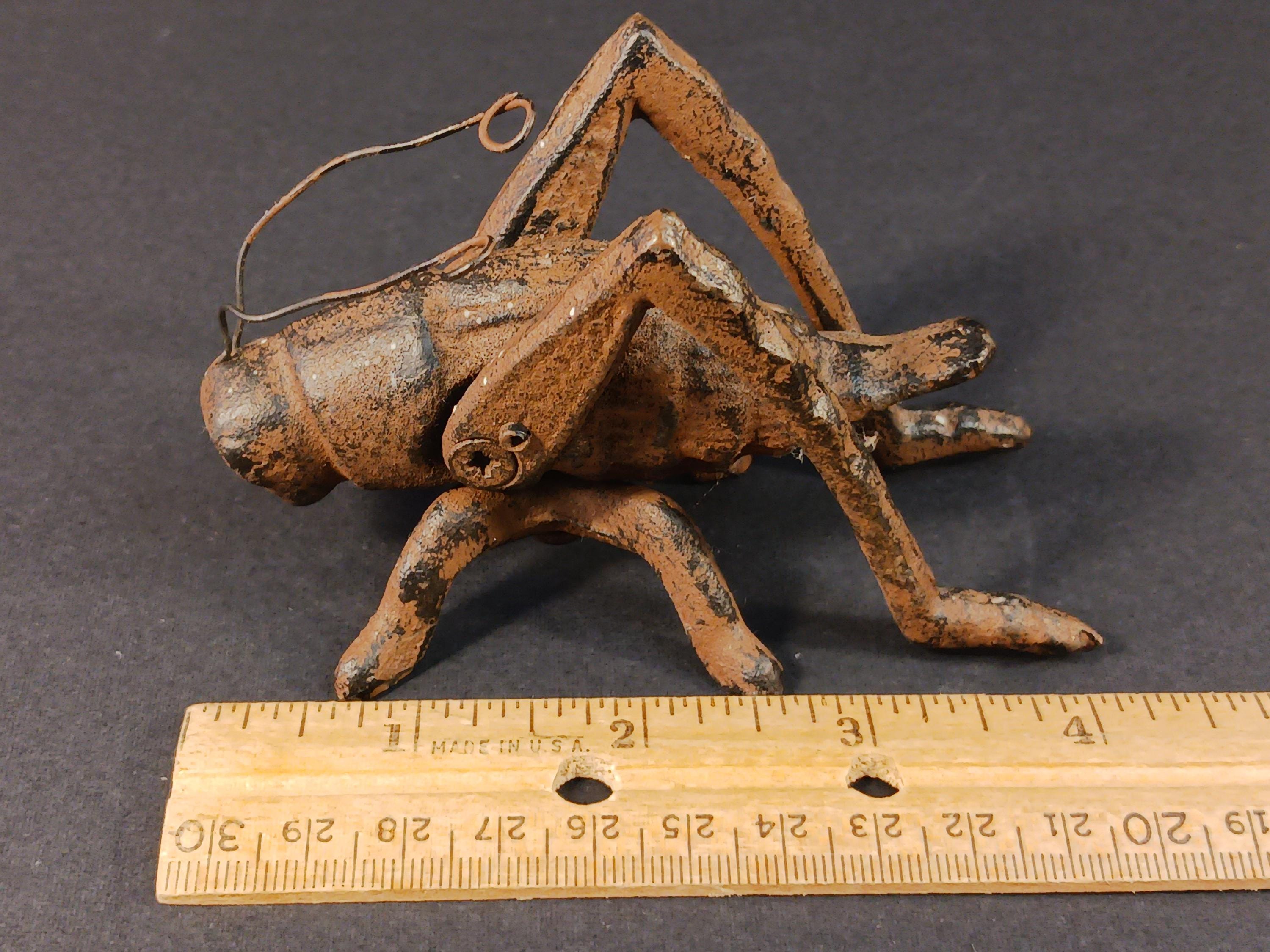 Vintage Cast Iron Grasshopper Figurine Rustic Garden Insect Sculpture ...