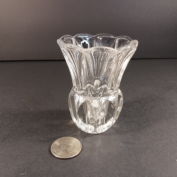 Vintage Lead Crystal Small Bud Vase - Toothpick Holder-Small Scuff- As-Is- Props Not Included