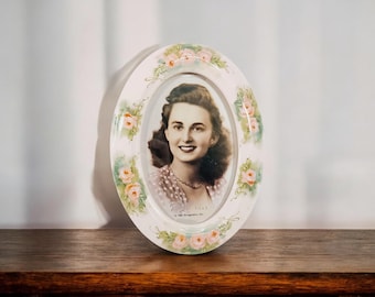 Vintage Terragraphics Ceramic Picture Frame: Large Floral Design