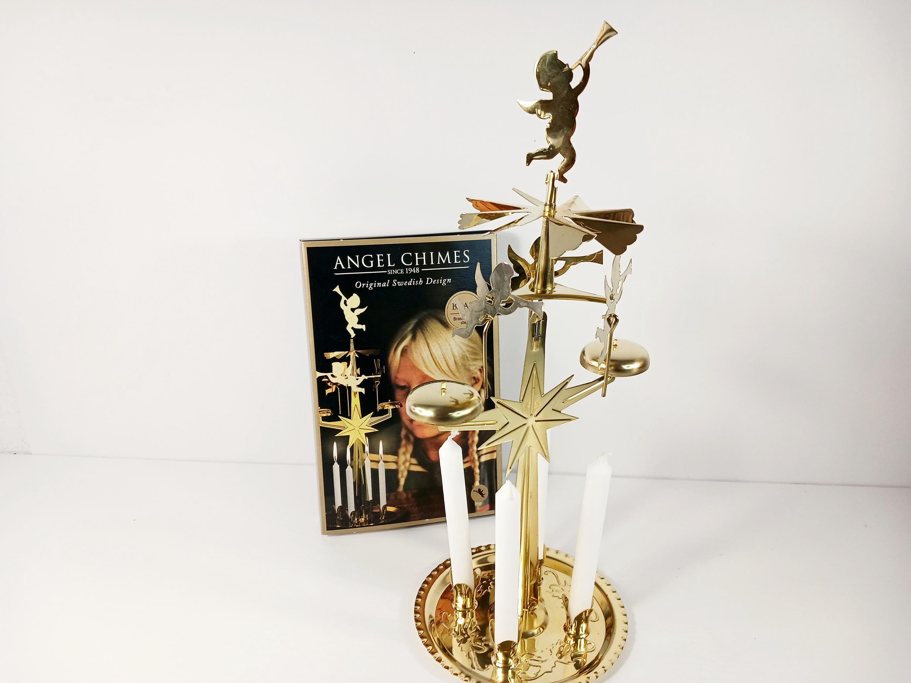 Swedish Angel Chimes – Vintage Gold Brass Christmas Carousel With