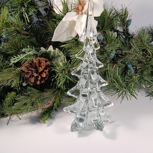 Glass Christmas Tree- Glass Pine Tree - Vintage Holiday Decor- Vintage Christmas Decor-Vintage Festive Decor- Unique Gift