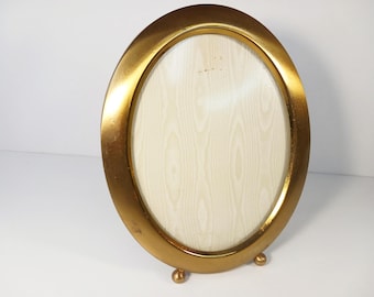 Vintage 1980s Brass Oval Picture Frame – Tabletop Photo Display