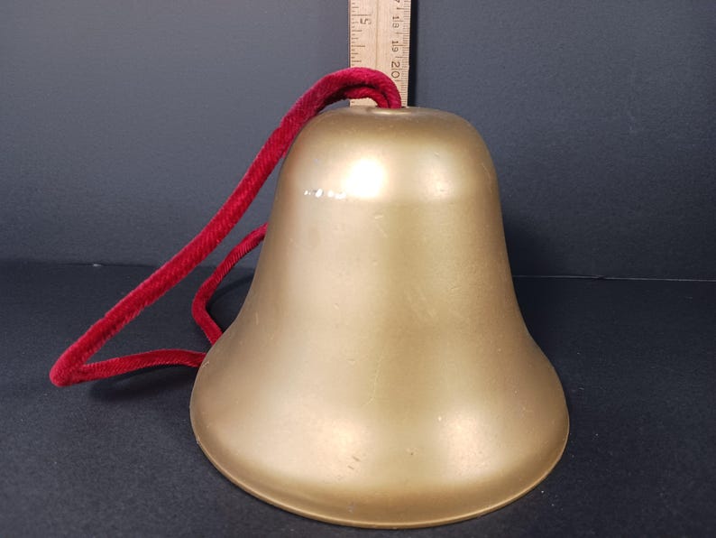 Large Vintage Metal Gold Bell Rustic Christmas Decor – Scratches as ...