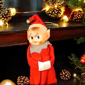 Vintage Christmas Red Pixie Knee Hugger Elf, 6", Made in Japan