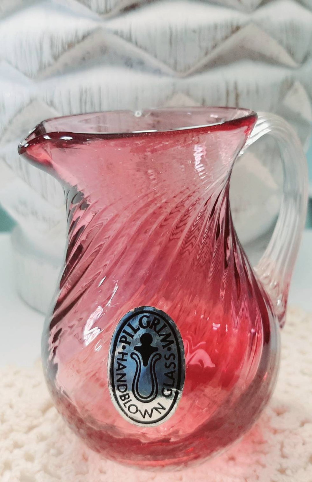 Vintage Cranberry Glass Mini Creamer Pitcher Handblown With Etsy