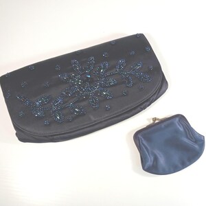Clutch de noche azul vintage - Bolso de noche - Bolso de mano - Algo azul - Bolso de boda - Bolso de graduación - Bolso formal - Regalo para ella - Hecho por Source