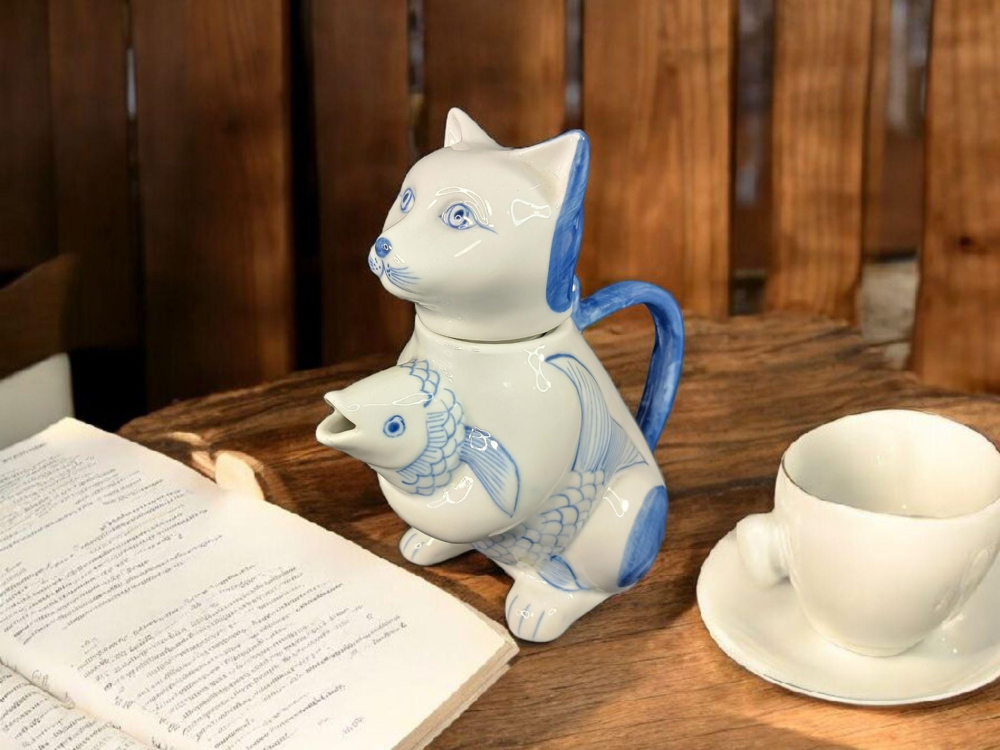 Vintage Cat Teapot - Etsy