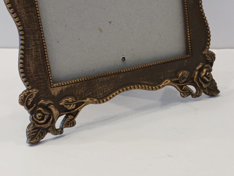 Vintage Gold & Black Rose Picture Frame Hollywood Regency Parisian