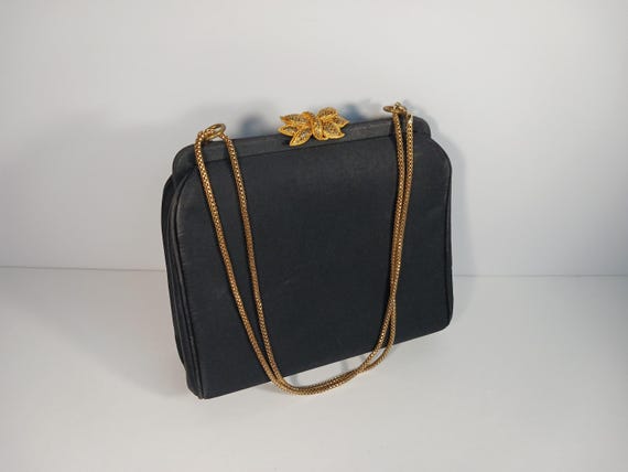 Vintage Purse Dorian Black Clutch Gold Chain Handle Bag Black Dorain Purse Prom Purse Evening Bag Gift for Her wedding Bag Etsy