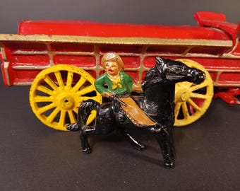Vintage Cast Iron Cowboy On Horse Figurine Barclay Manoil Style Western Miniature