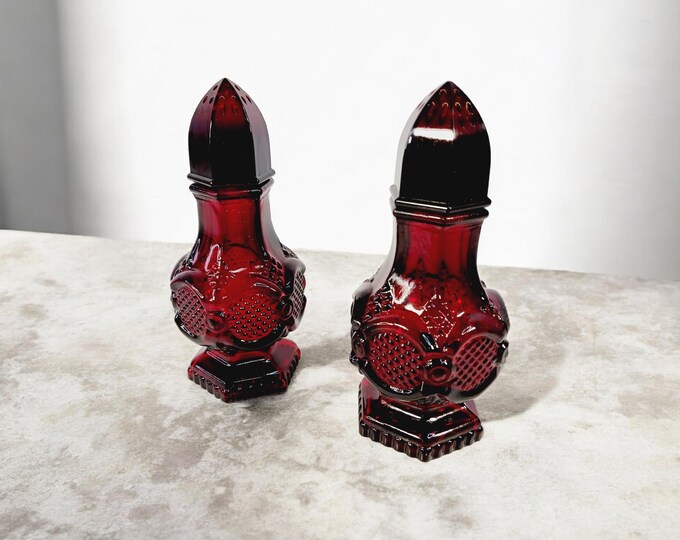 Vintage Avon 1876 Cape Cod Ruby Red Salt Shakers – Decorative Set in ...