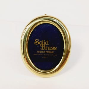 Mini Oval Gold Tone Metal Frame - Soild Brass Frame- Vintage Small Photo Frame 2x1.5 - Tabletop Display- Entryway Decor