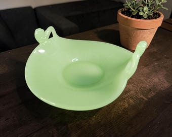Vintage Jadeite Style Glass Koi Fish Dish Decorative Green Bowl – Manufacturer Error