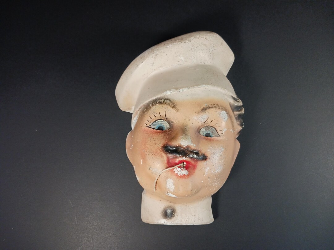 1940s Chalkware French Chef String Holder Wall Hanging- Vintage Plaster ...